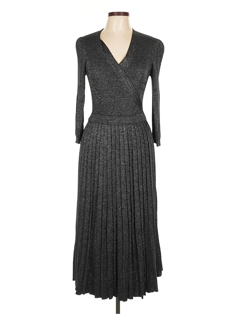 Kate Spade Charcoal Metallic Wrap Maxi Dress - Sz Large